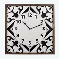 Youngs Wood Framed Square Wall Clock, Natural, Black & White 20879